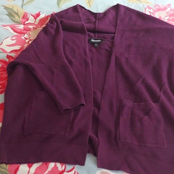 Express Textured Drop Shoulder Open Cover-up - Picture 3 of 14